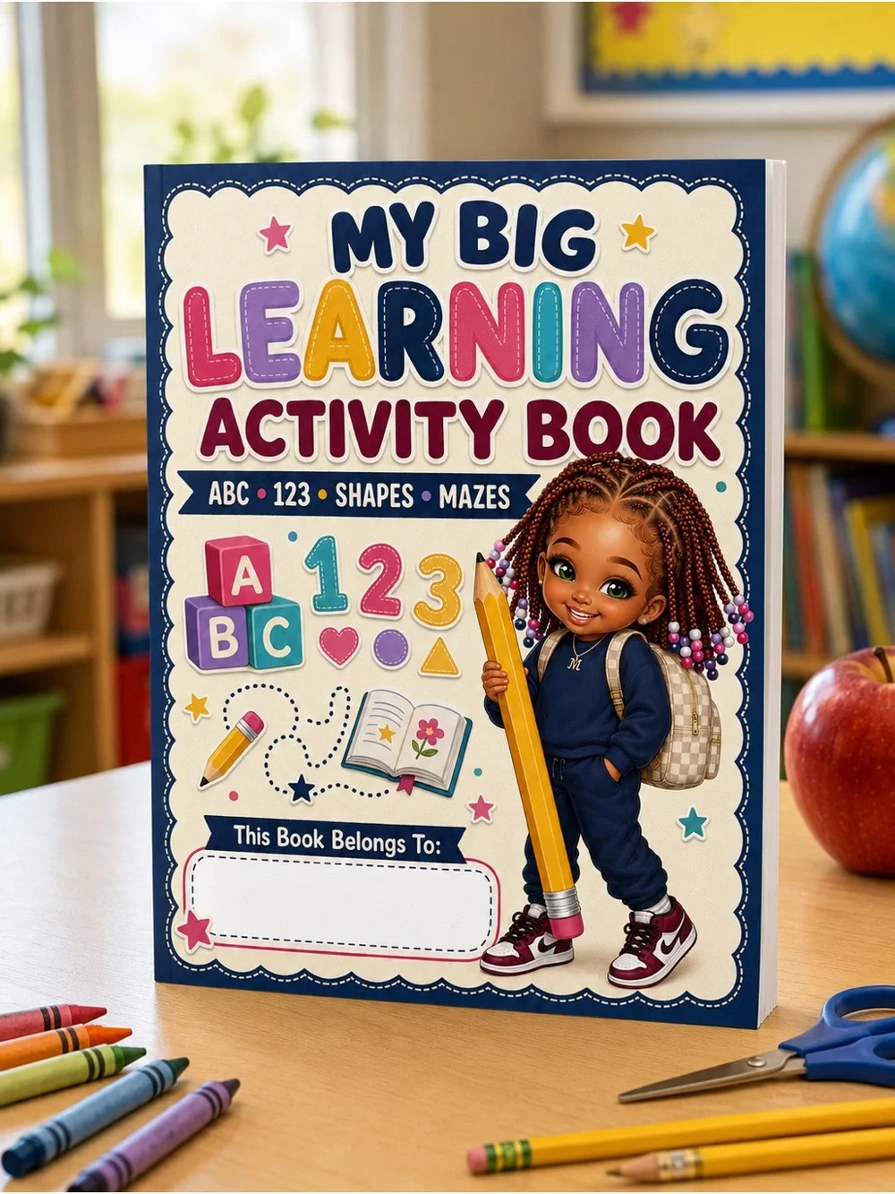 Kids Preschool Learning Activity Book ABC Numbers Shapes Mazes Ages 3-6